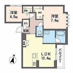 エトリヴィエール 2LDKの間取図画像