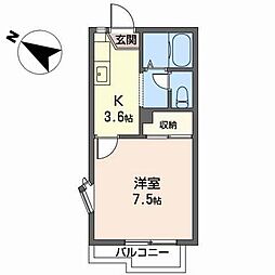 ネバーランド 1Kの間取図画像