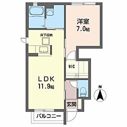 アムール1番館 1LDKの間取図画像