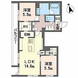 サンシャインSTN 2LDKの間取図画像