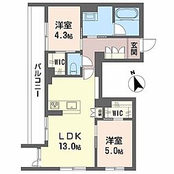 サンシャインSTN 2LDKの間取図画像