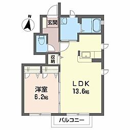 シャーメゾンさくらB 1LDKの間取図画像