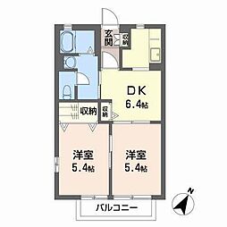 PureSoul諏訪 2DKの間取図画像