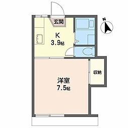 シティ中島丁B 1Kの間取図画像