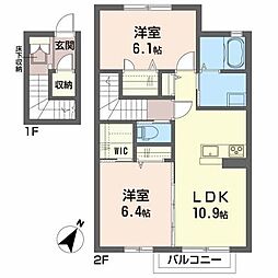 リバイブD 2LDKの間取図画像