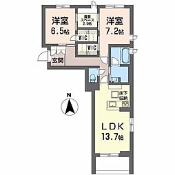 ラ・ルーチェ台原 2LDKの間取図画像