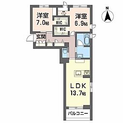 Marcia台原 2LDKの間取図画像