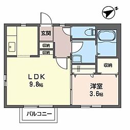 シャーメゾン堤町 1LDKの間取図画像