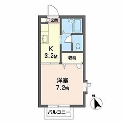 シャルマン西勝山 1Kの間取図画像