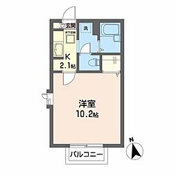 KSフラットB 1Kの間取図画像