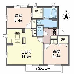 シャーメゾン下原2 2LDKの間取図画像
