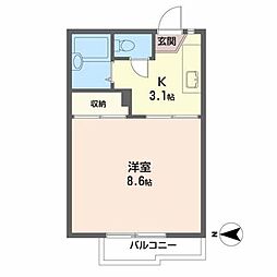 プチラフォーレ 1Kの間取図画像