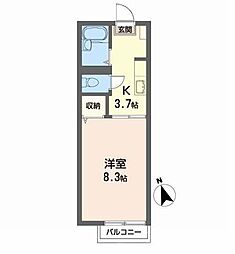 ヴィラ・アズール 1Kの間取図画像