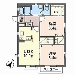サンハイム 2LDKの間取図画像