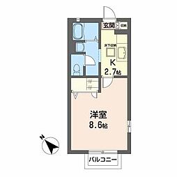スプレンダー北仙台A 1Kの間取図画像