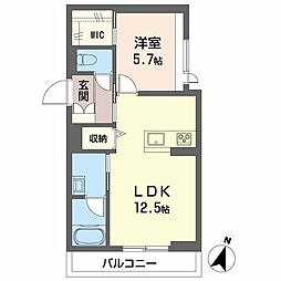 シャーメゾン定禅寺 1LDKの間取図画像