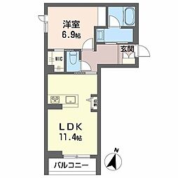 シャーメゾン定禅寺 1LDKの間取図画像