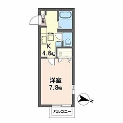 カトラン上杉 1Kの間取図画像