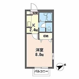 エスポワールＡ 2階1Kの間取り