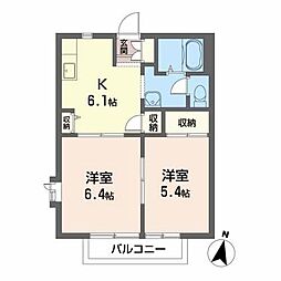 アーバンハイツマツキ 2DKの間取図画像