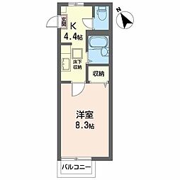 ドゥジェームコートヤマダ 1Kの間取図画像