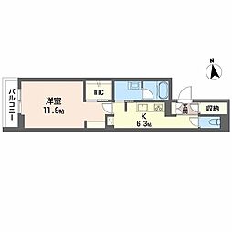 ロッシェ榴岡 1Kの間取図画像