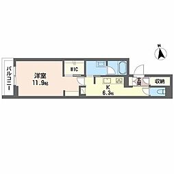 ロッシェ榴岡 1Kの間取図画像