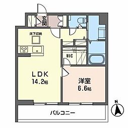 ザ・ガーデンコートハウス別館 1LDKの間取図画像
