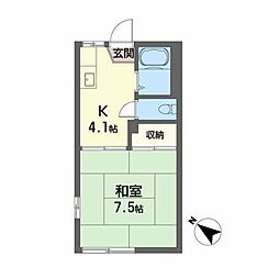 サニーコーポ及川 1Kの間取図画像