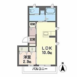 シャルール 1LDKの間取図画像