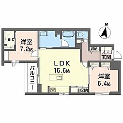 K-crat 2LDKの間取図画像