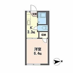 壱番館 1階1Kの間取り