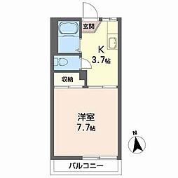 アビタシオンK 1Kの間取図画像