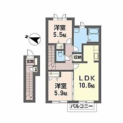 シャーメゾン八幡 2LDKの間取図画像