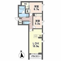 シンシア 2LDKの間取図画像