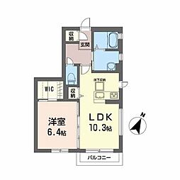 シャーメゾン千寿B 1LDKの間取図画像