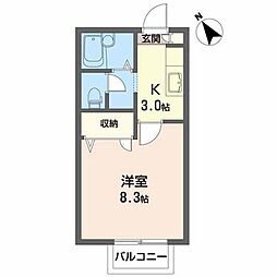 ディアスグリーンヒル 1Kの間取図画像