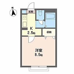 エデル桜木 1Kの間取図画像