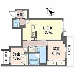 オルサ 2LDKの間取図画像