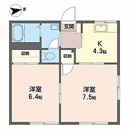 グリーンパークヒロミ 2Kの間取図画像