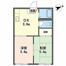 フォーブル八本松 2DKの間取図画像