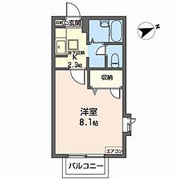 フェアヴューハイツ 1Kの間取図画像