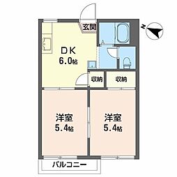 ハイツベルストーン 2DKの間取図画像