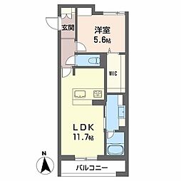 ラピス連坊 205 2階1LDKの間取り