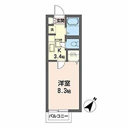 タートルヒルズB 1Kの間取図画像