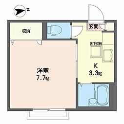 マーメゾンA 1Kの間取図画像