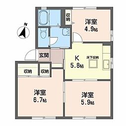 グリーンパーク2 3Kの間取図画像