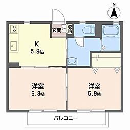 ショコラハウス2 2Kの間取図画像