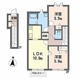 ディアス泉 2LDKの間取図画像