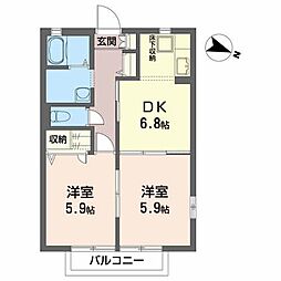 ラフィネ 2DKの間取図画像